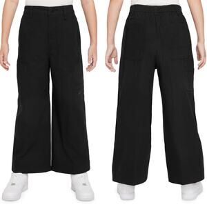 Nike Kids Carpenter Wide Leg Cargo Pants Black Loose Fit M New